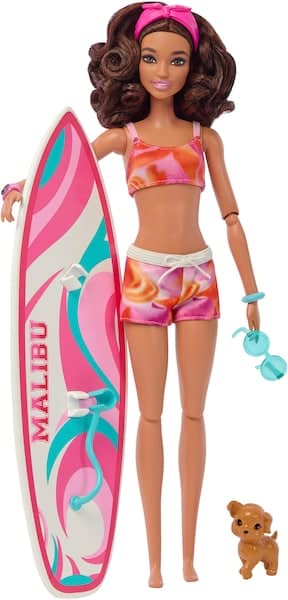 Barbie Anziehpuppe »mit Surfbrett und Hündchen«