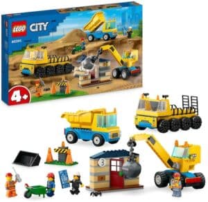 LEGO® Konstruktionsspielsteine »Baufahrzeuge und Kran mit Abrissbirne (60391)