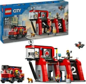 LEGO® Konstruktionsspielsteine »Feuerwehrstation mit Drehleiterfahrzeug (60414)