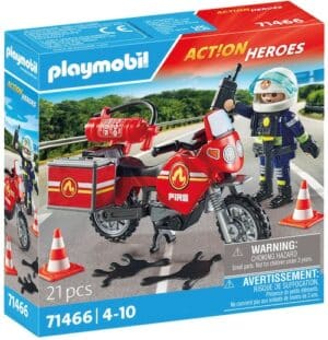 Playmobil® Konstruktions-Spielset »Feuerwehrmotorrad am Unfallort (71466)