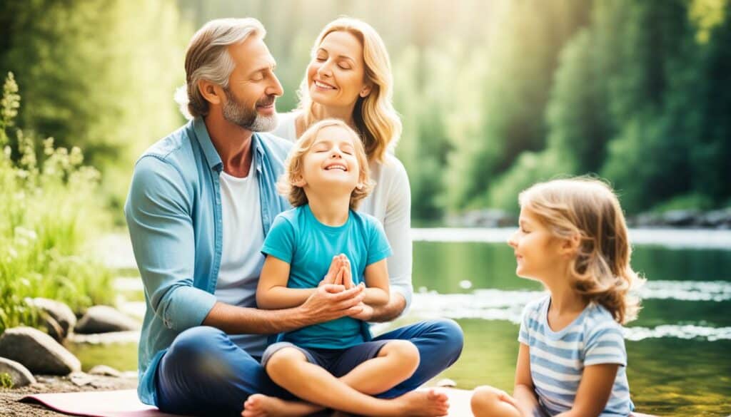 Eltern und Kinder bei der Meditation