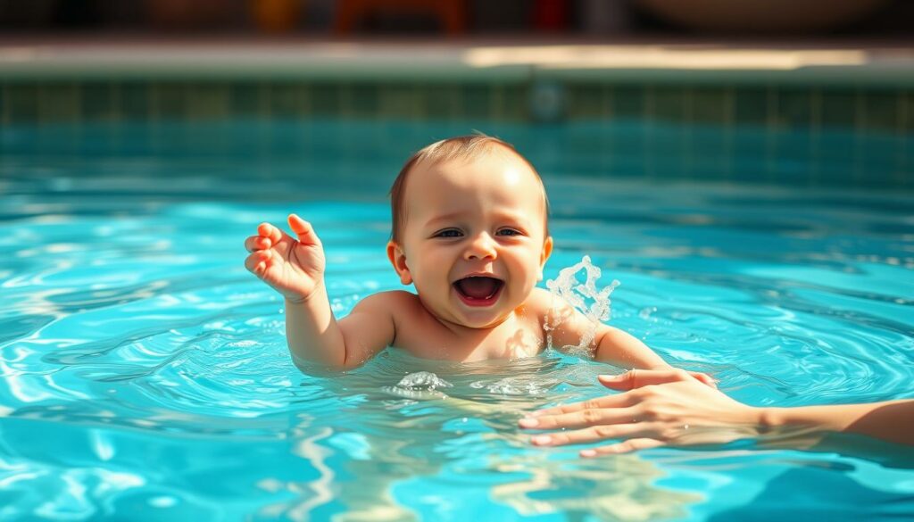 erstes Schwimmerlebnis Baby